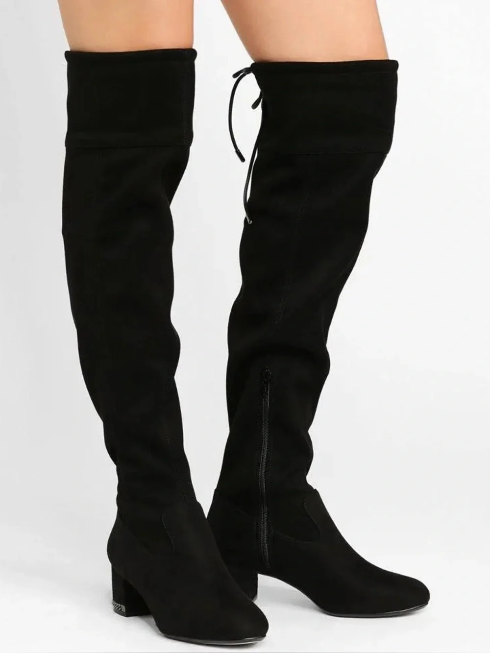 Michael Kors Jamie Over-the-Knee Boots Black 8.5 Chain Heel